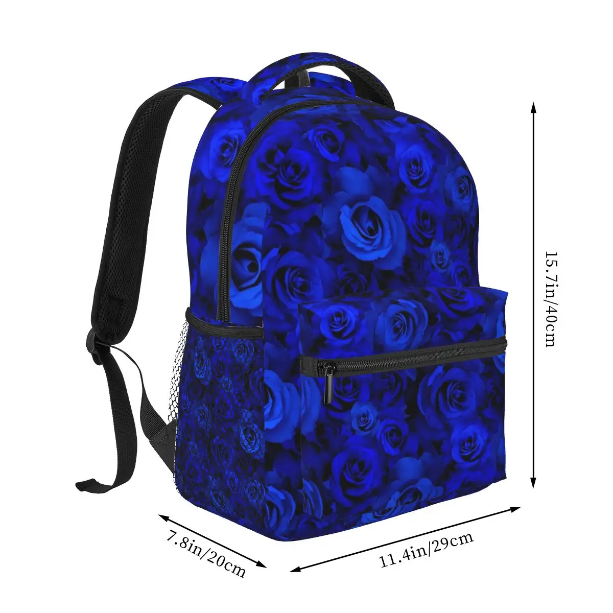 Blue Roses Backpacks Boys Girls Bookbag Children School Bags Cartoon Travel Rucksack Shoulder Bag Large Capacity