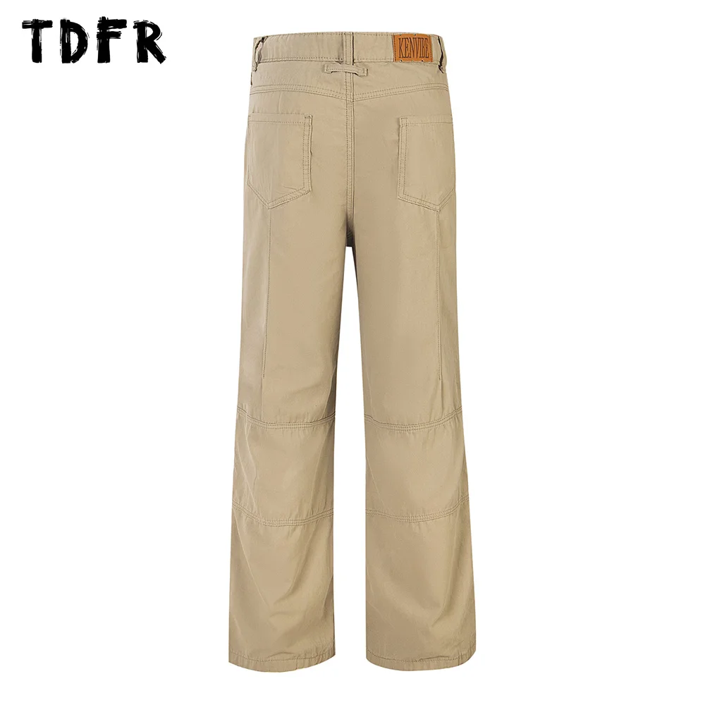 

Zipper Fly Pocket Cargo Pants Mens Safari Style Retro Casual Straight Loose Trousers Men