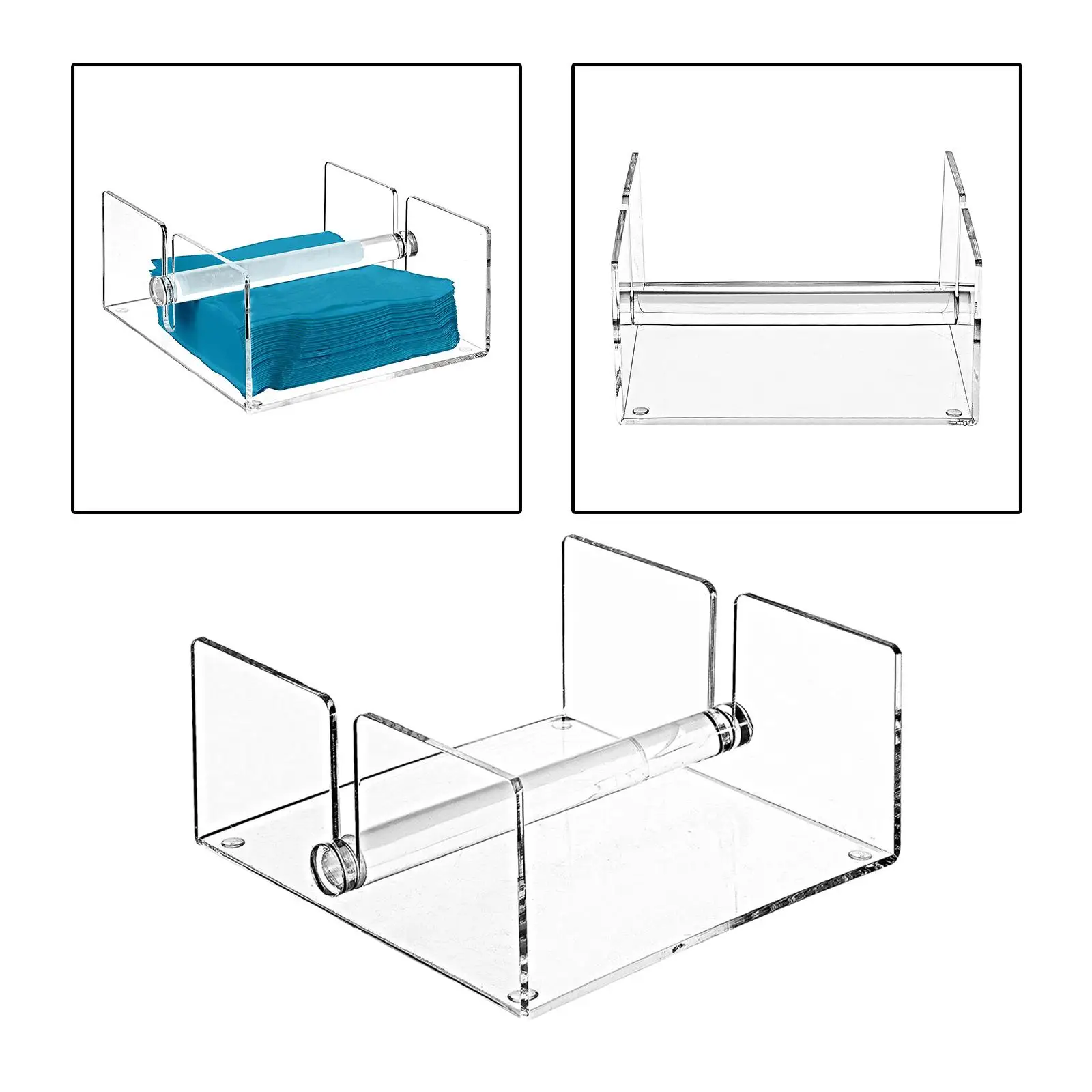 Acrylic Guest Towel Napkin Holder Removable with Center Weighted Bar Clear Storage Tray for Kitchen Buffet Desk Hotel Dinner view 5