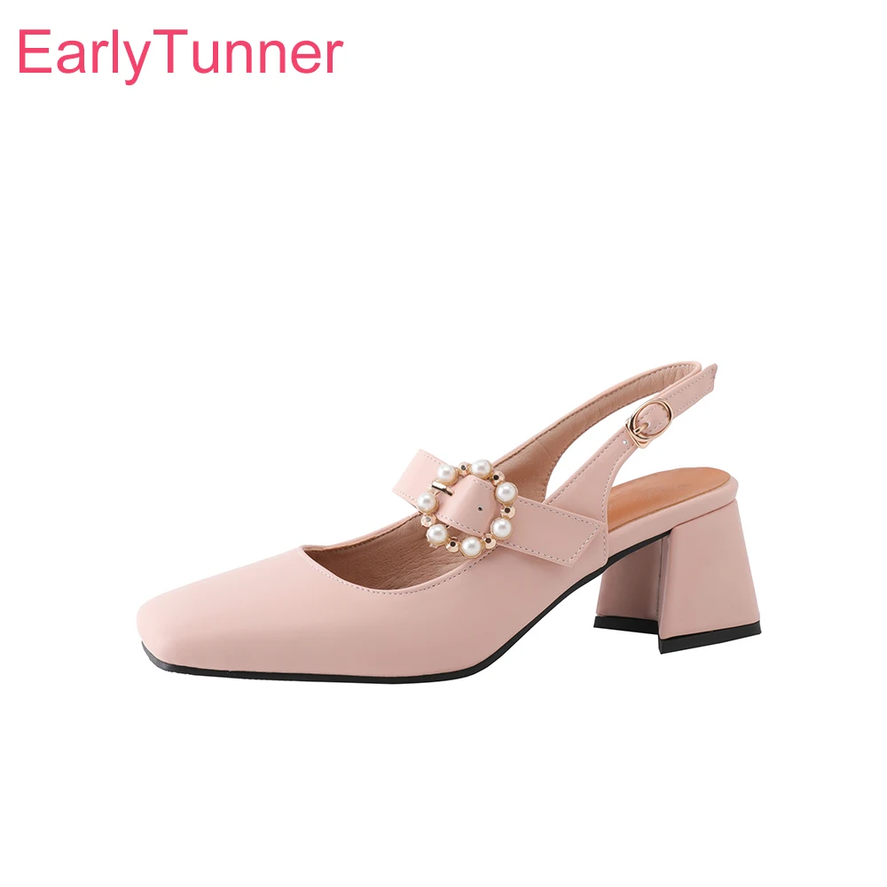 

2023 New Summer Sweet Beige Pink Women Sandals Hot High Chunky Heels Lady Casual Shoes Plus Big Small Size 12 32 43 45 48