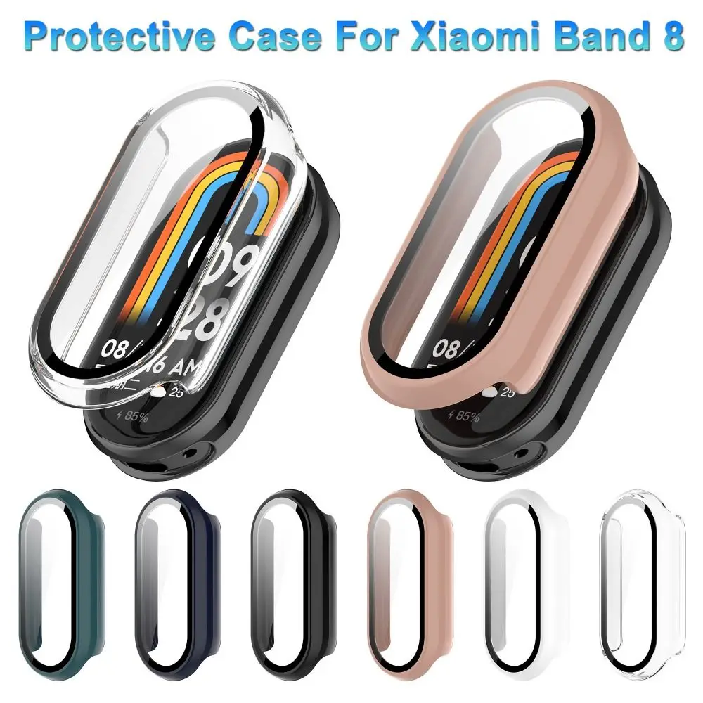 PC+Tempered Protective Case New Full Cover Smart Cover Shell Accessories Watch Screen Protector for Xiaomi Band 8