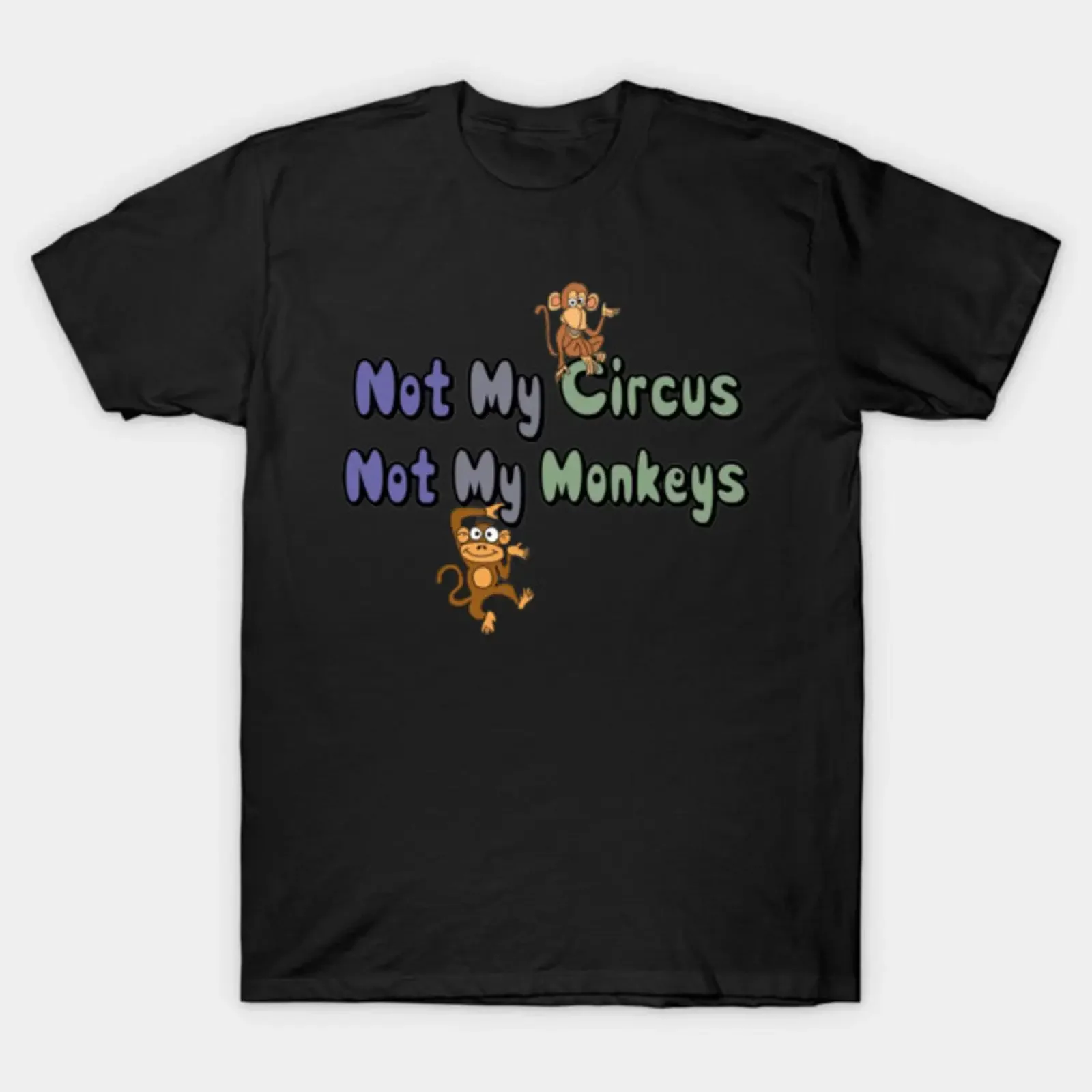 Funny Not My Circus Monkeys Cartoon T Shirt vintage Washed Top For Everyday Wear Casual homme designer clothes Slightly