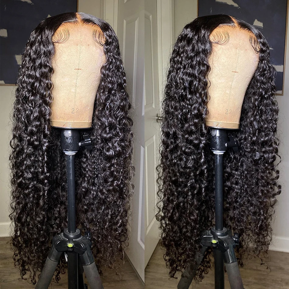 Curly 250% 13X4 HD 13X6 Glueless Lace Frontal Wig Lace Front Human Hair Wig Water Deep Wave Teansparent