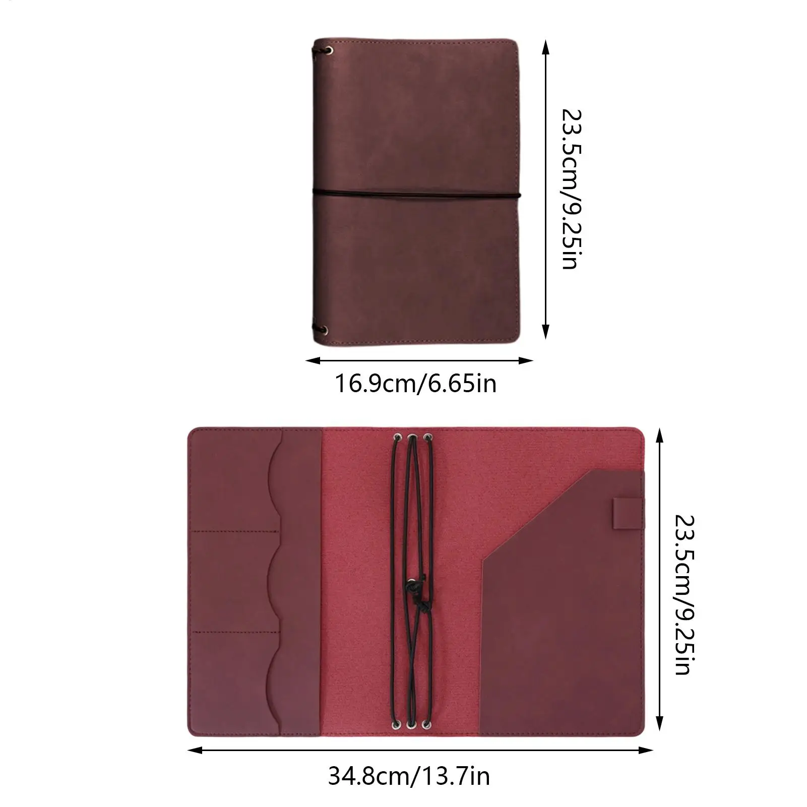 Leather A5 Notebook Cover Multifunctional Travelers Journal Cover PU Vintage Planner Sleeve Elastic Band Notebook Protector - view 6
