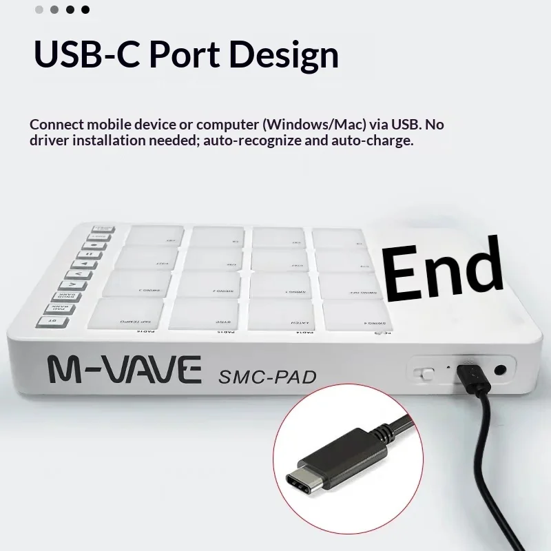 M Vave Smc Pad16 Wireless Midi Pad Controller 16 Beat Pads Dj Music Maker Pad For Music Production Beginner Stage Performance