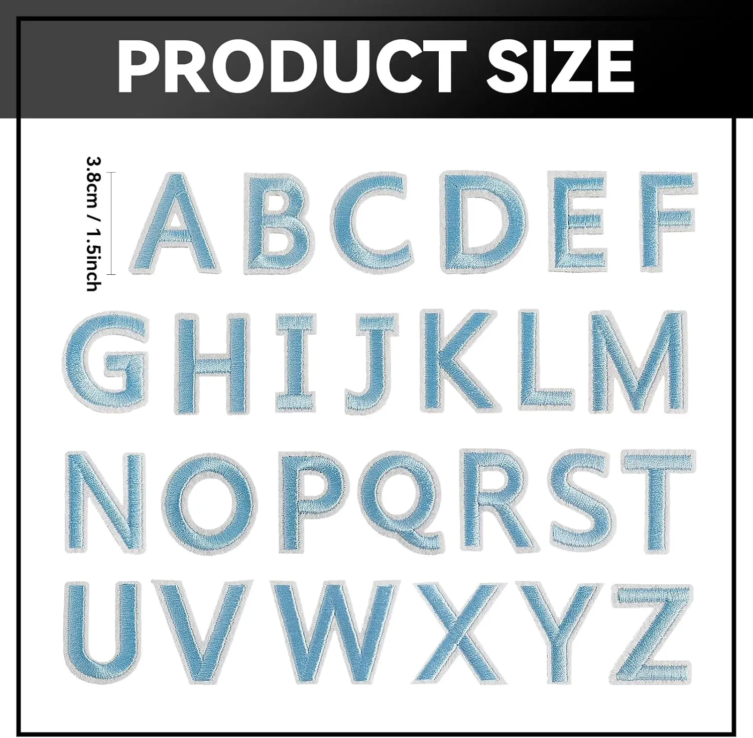 104 Pieces Iron on Letter Patches, Embroidered A-Z Letter Patches for Clothes, Dress, Hat, Socks, Jeans, DIY Accessories-1.5 Inc