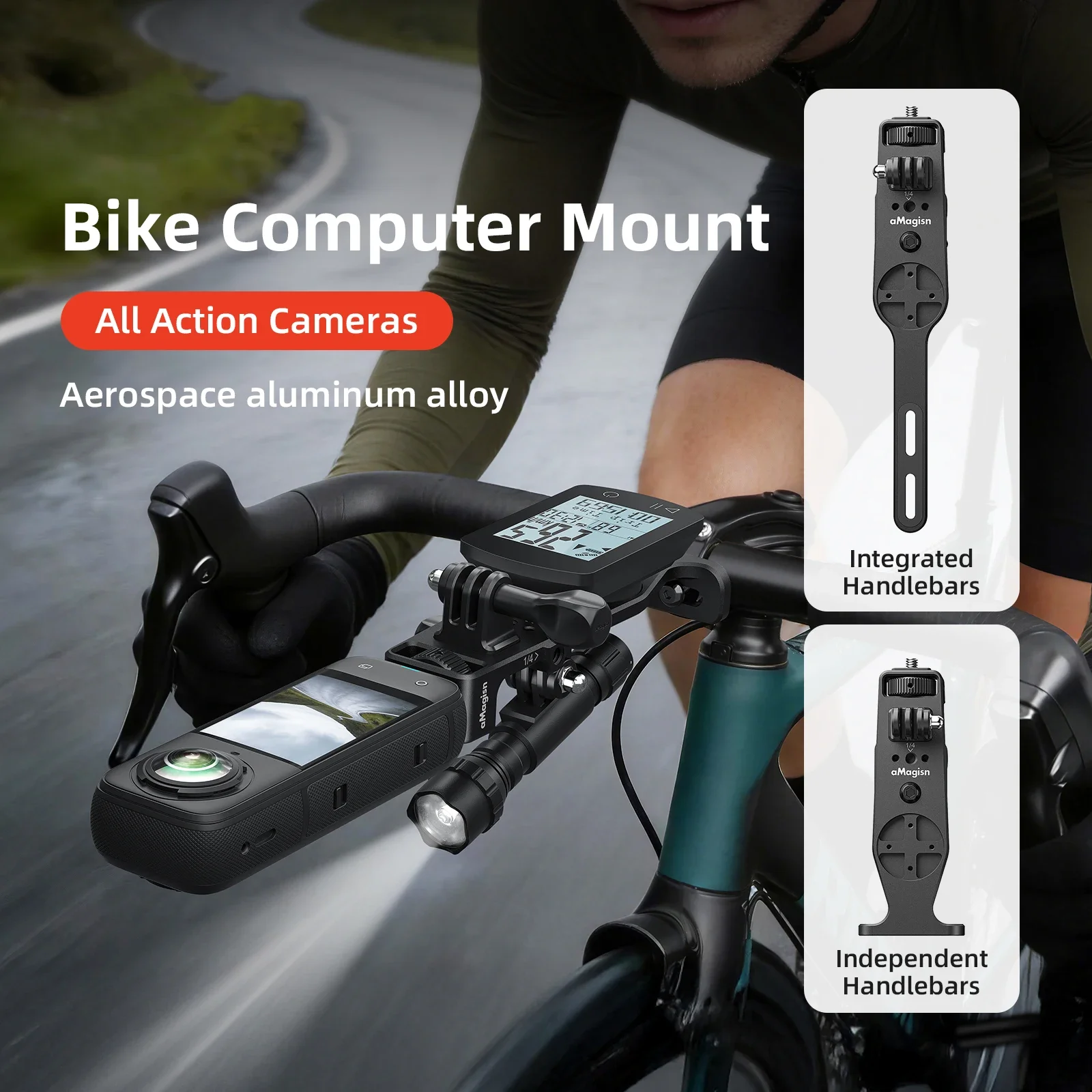 

Алюминиевый держатель для велокомпьютера на руль для Garmin, Bryton, Wahoo, GoPro 13, 12, DJI, Insta360 X5, аксессуар для камеры