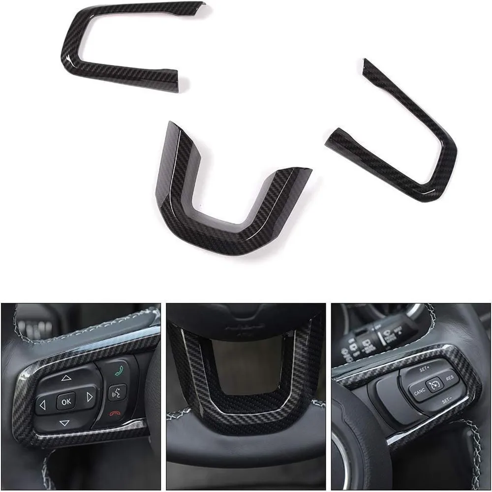 Steering Wheel Covers Panel Decoration Interior Accessories for 2018-2021 Jeep Wrangler JL, for 2020-2021Jeep Gladiator JT