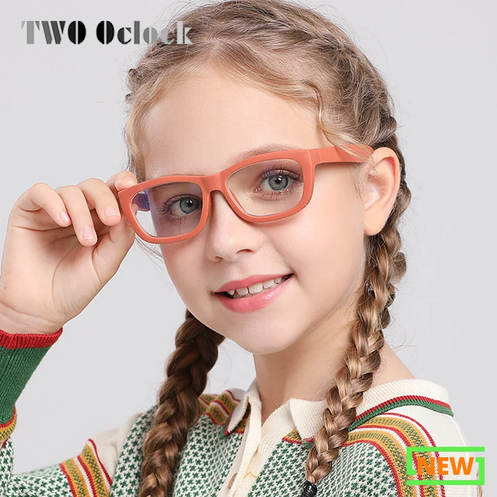 Flexible Kids Eyeglass Frames Transparent Rectangle Candy Color Child Boy Prescription Medical Myopia Frame 0 Diopter Anti Blue