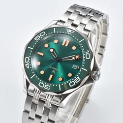 41MM Green Dial 007 Automatic Watch Stainless Steel Case Rotating Bezel Mechanical Men's Watch 8215 movement