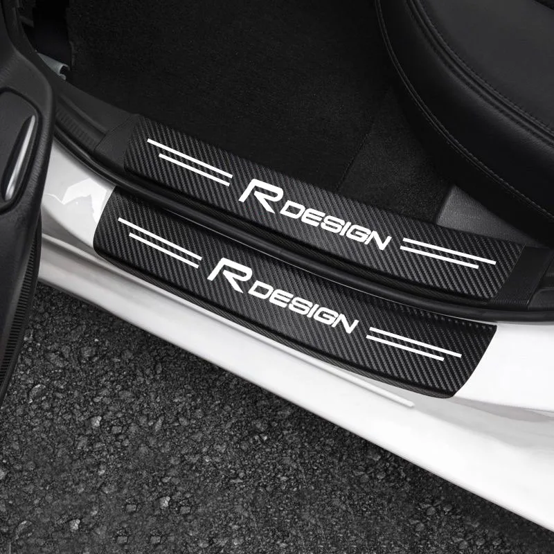 Carbon Car Door Sill Scuff Covers Black Door Panel Guards Protector Trunk Bumper Guard Decals for Volvo RDESIGN Car Accessories - view 3