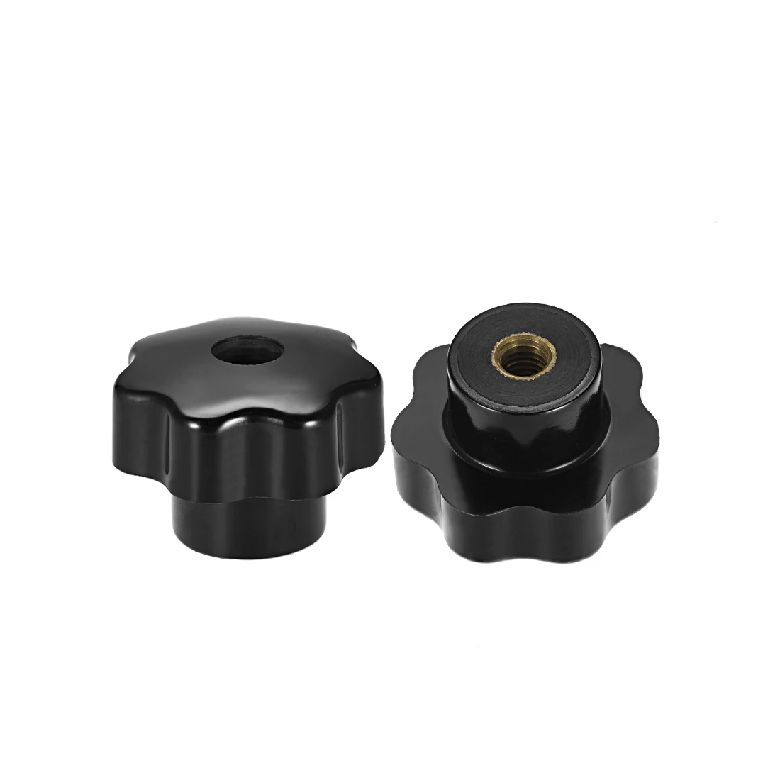 Uxcell 4pcs M12 M8 M6 Brass Insert Female Thread Star Knobs Manual Nuts Black Grip Handle Clamping Knob Thumb Nuts