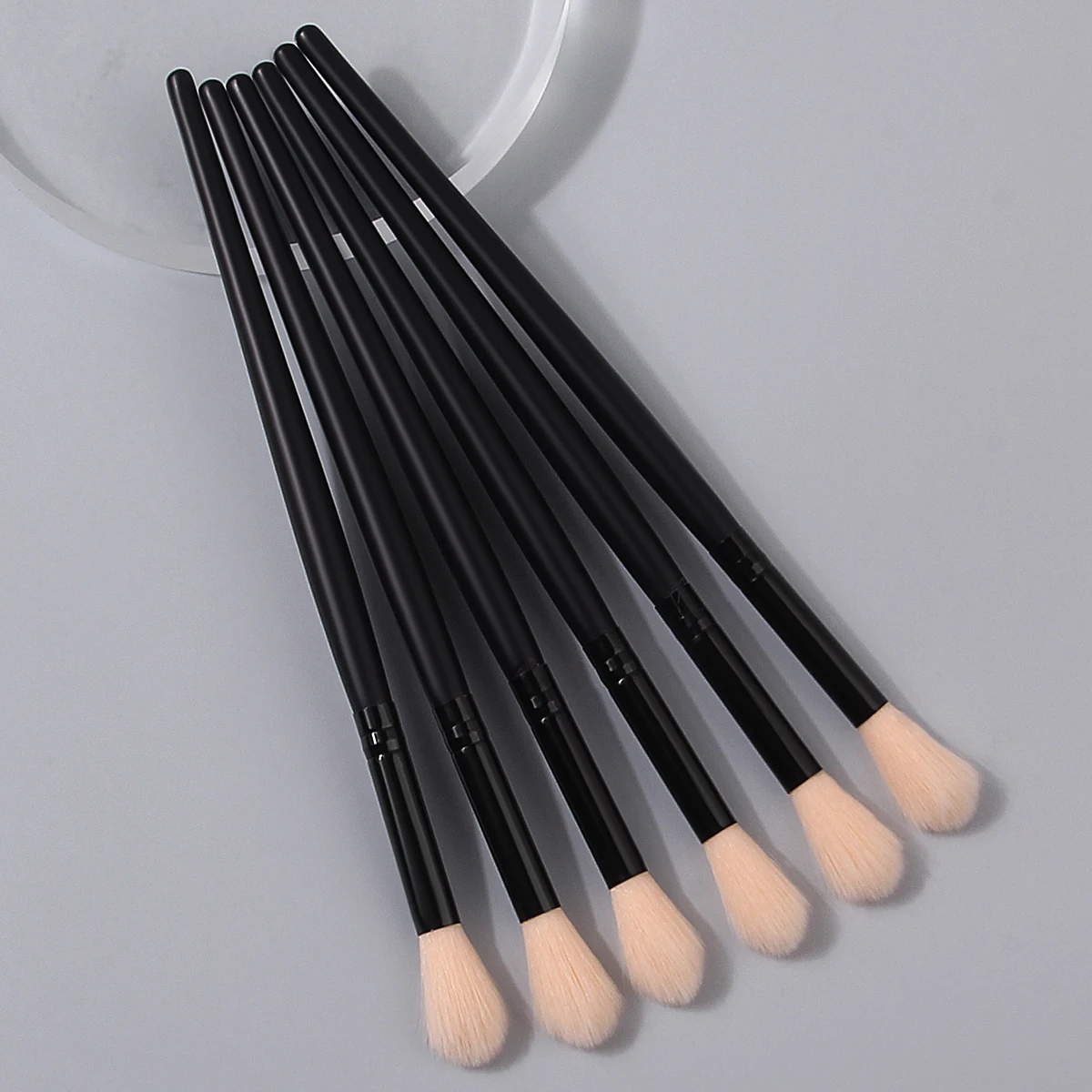 6PCS Black Wooden Handle Makeup Brush Set-Multi-Use Blush/Flame-Shaped Highlighter Brush|Soft Bristle | Professional Makeup Tool