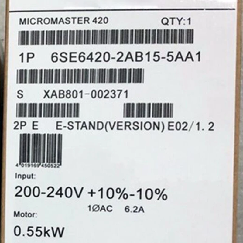 6SE6420-2AB15-5AA1 200-240V+10/-10% 1AC 47-63Hz  6SE6 420-2AB15-5AA1 New 1 Year Warranty