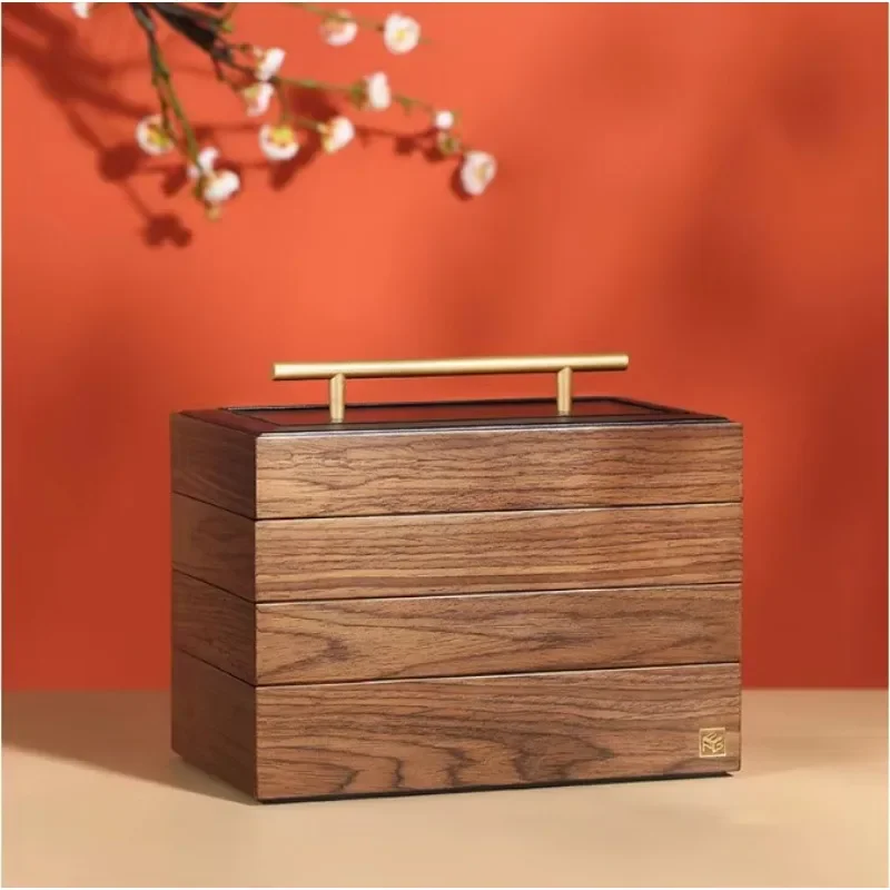 3 Layer Solid Wood Packaging Boxes Jewelry Gift Case Earring Ring Box