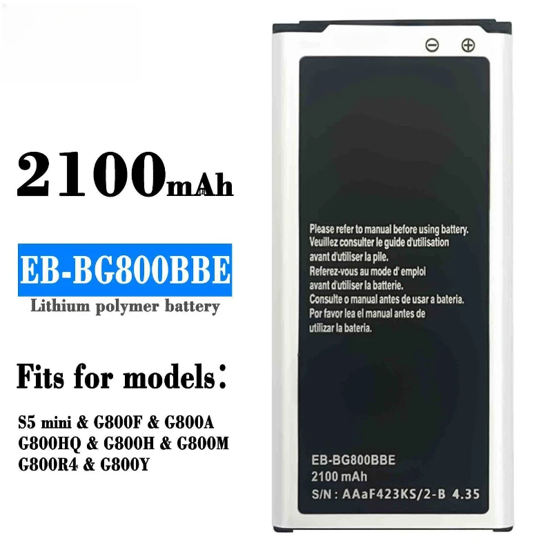 Brand New EB-BG800BBE 2100mAh Mobile Phone Battery For Samsung Galaxy S5 mini S5MINI SM-G800F G870A G870W Mobile Phone