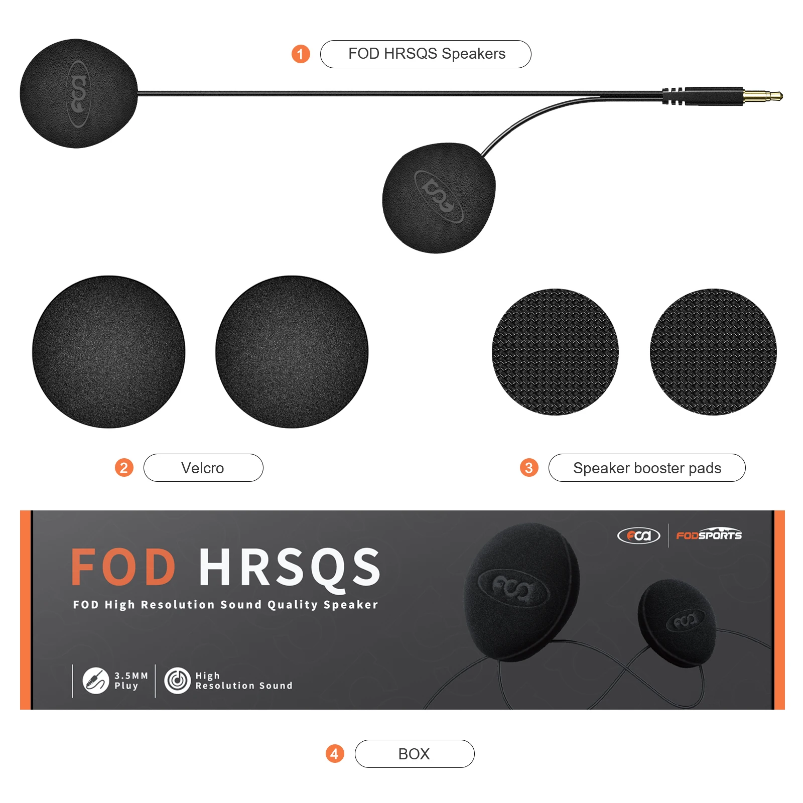 Fodsports HRSQS-auriculares con micrófono, solo para FX8 Pro FX8 AIR, casco de motocicleta, intercomunicador Bluetooth, Conector de 3,5mm