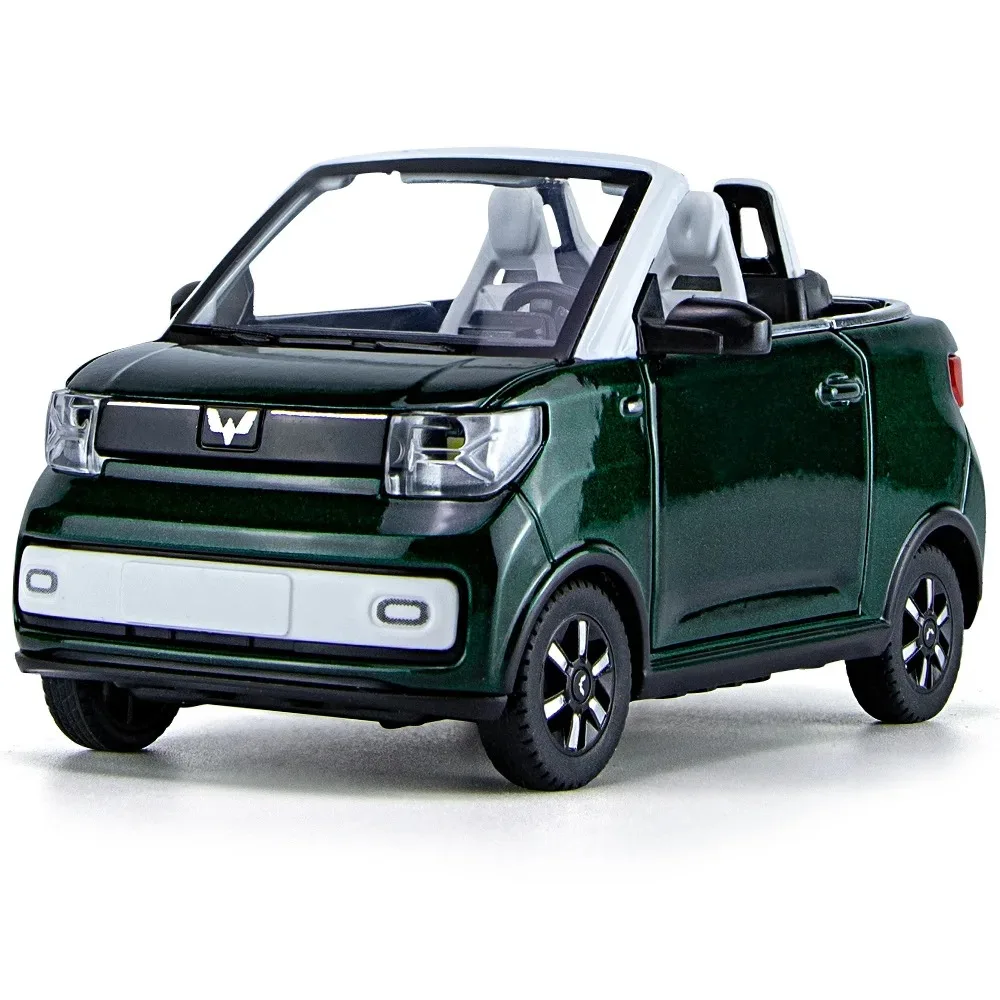 1:24 WULING HONGGUANG MINI EV convertible moulé sous pression en alliage de métal modèle de voiture son lumière retirer Collection enfants jouet cadeaux A525