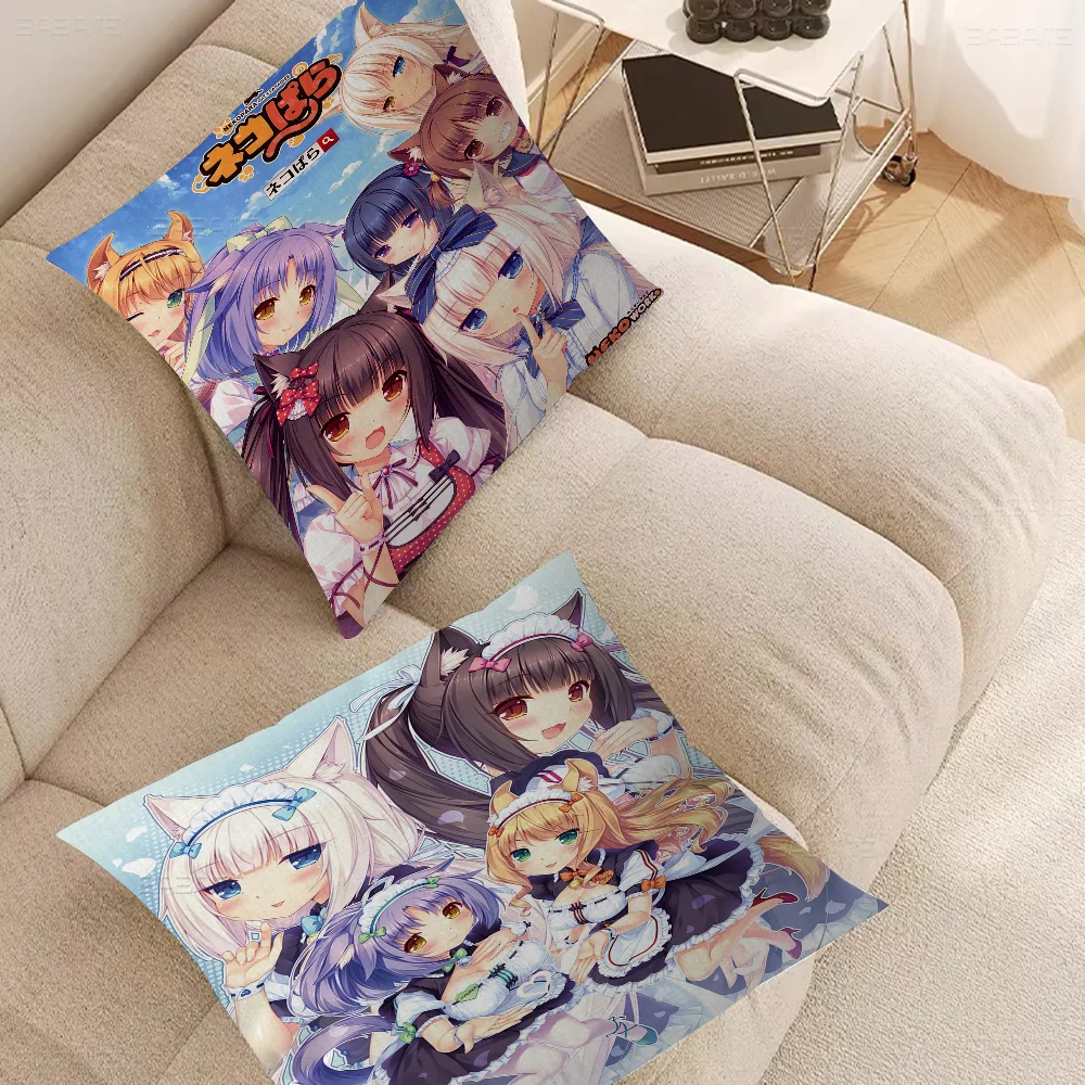 Anime Nekopara Pillowcase Toon Gift Cushion Cover Bedroom Home Sofa Chair Seat Decor Pillow Case