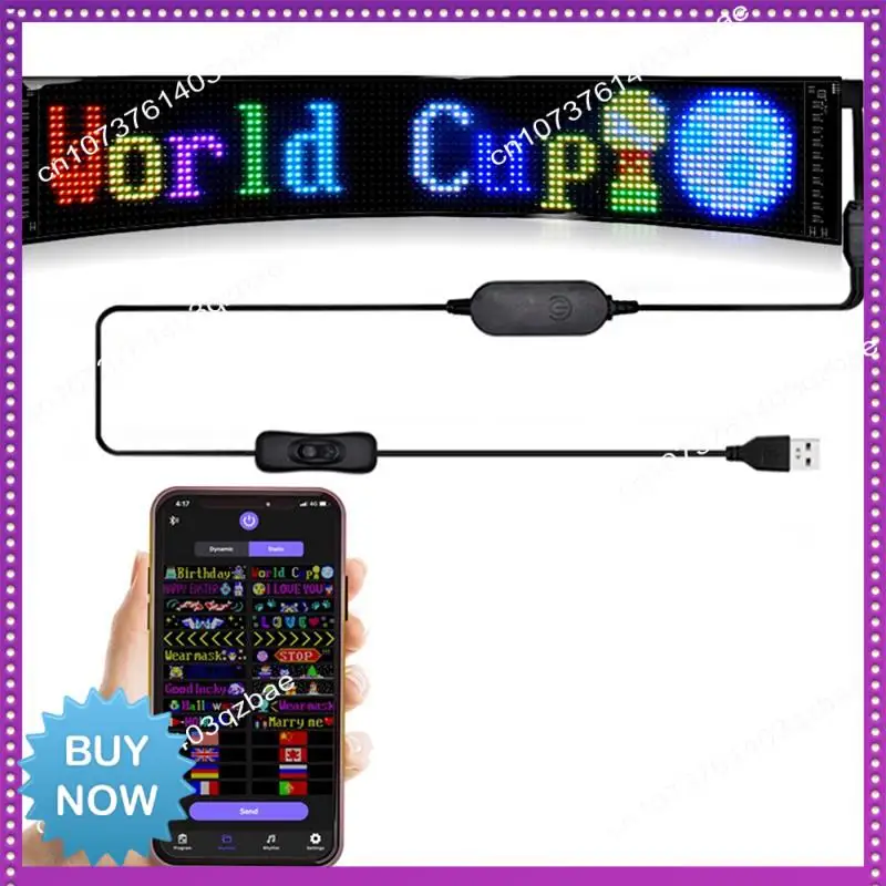 Hot Ltem LED Pixel Panel,USB 5V Flexible LED Module RGB Scrolling Text Animation Display,Bluetooth APP,16X32 Leds 7X17cm Durable