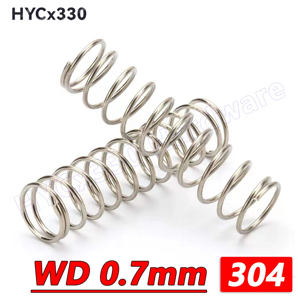 Wire Diameter 0.7mm Compression Springs 304 Stainless Steel Pressure Spring Outer Diameter 4mm to 14mm Length 5mm to 300mm