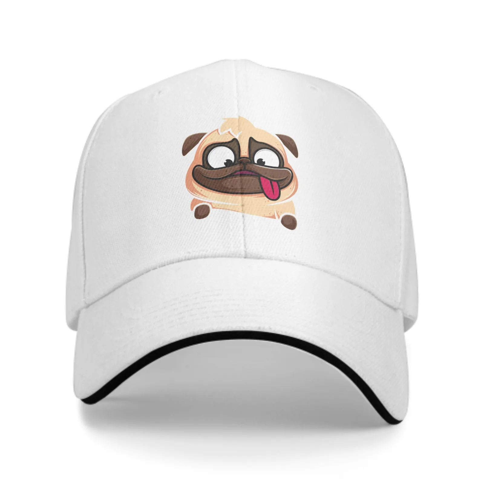 Pug with a tongue Print Baseball Cap Women Summer Breathable Sunhat Fits Men Women Adjustable Hat