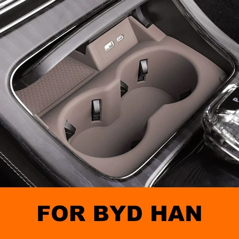 Portavasos para consola central, inserto para Byd Han Ev 2022 2023, ranura Interior de silicona, limitador de bebidas antideslizante, accesorios para coche