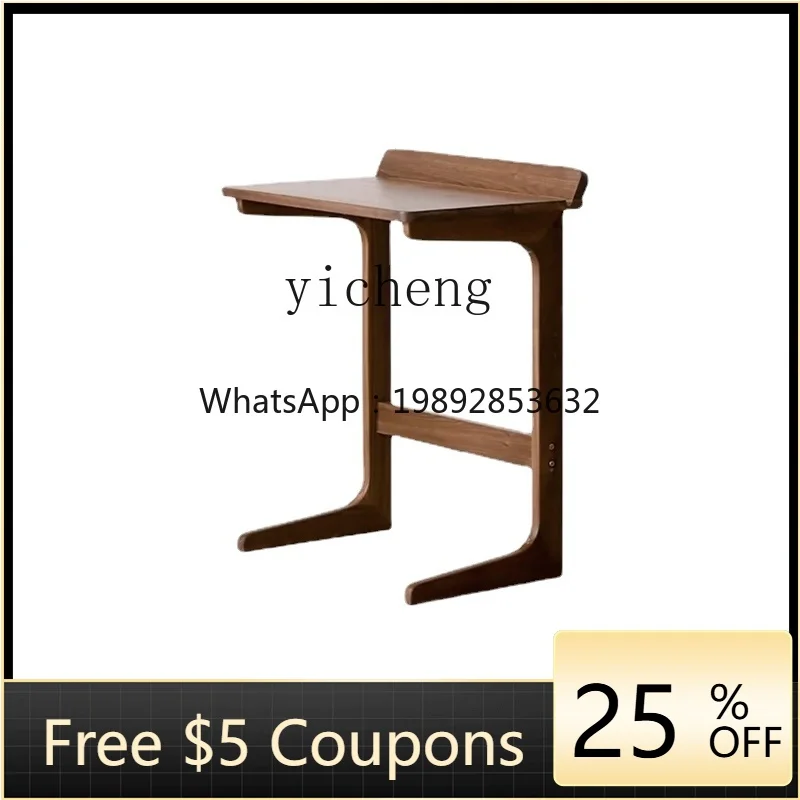 

AA Black Walnut Sofa Side Table Solid Wood Side Movable Desk Computer Desk Bedside Table Living Room Tea Table