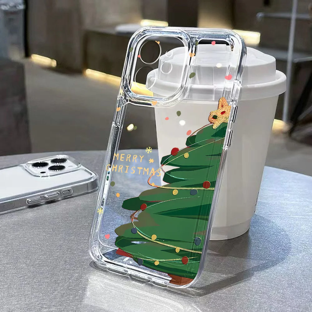 Christmas Tree Clear Phone Case For Xiaomi Poco X6 X5 X4 Pro Cover X3 M4 F4 F3 Redmi 13C 10A 12C 11A 10 9A 9 10C Soft Protective