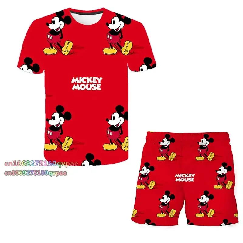 Mickey Mouse  Tshirt Short for kids t shirt 2 Piece Sets Kids Tracksuit boy's Oversized Clothes 3D Printed t shirts Kids Suit