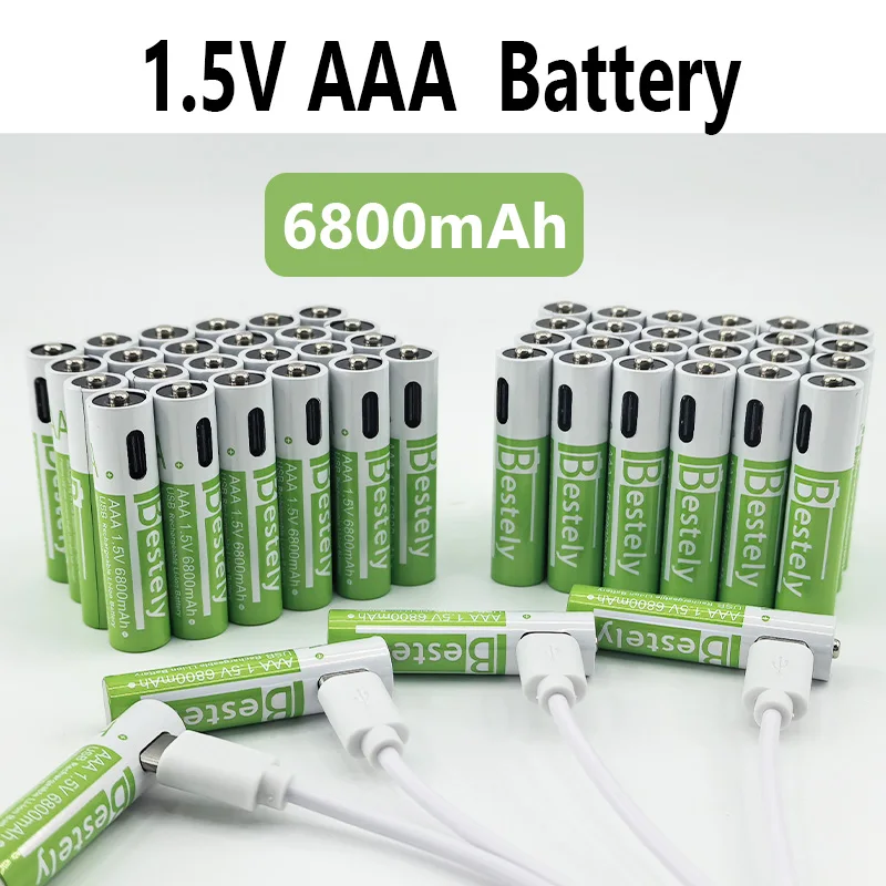 Upgrade 1.5V AAA LR03 Rechargeable Battery 6800mAh Fast Charging Long Cycle for Remote, Clock, Camera & Small Electronics