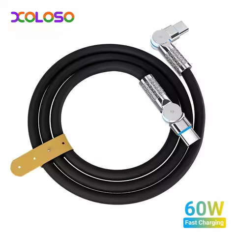 PD 60W Elbow 180° Degree Rotation Super Fast Charge For Samsung S24 S23 S22 Ultra A54 A53 Note 20 Plus 5G USB C To Type C Cable