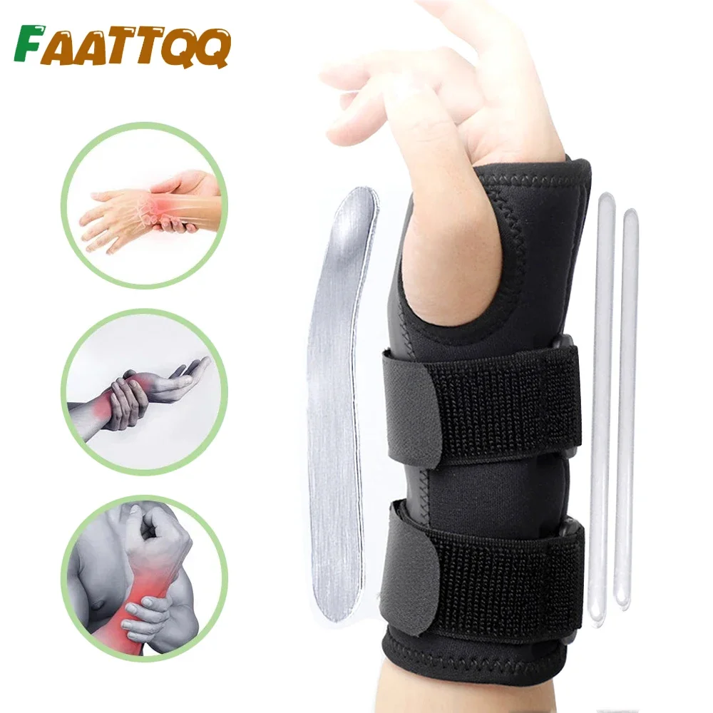 

1PC Carpal Tunnel Wrist Brace Support with 2 Straps & Metal Splint Stabilizer - Helps Relieve Tendinitis Arthritis Carpal Tunnel