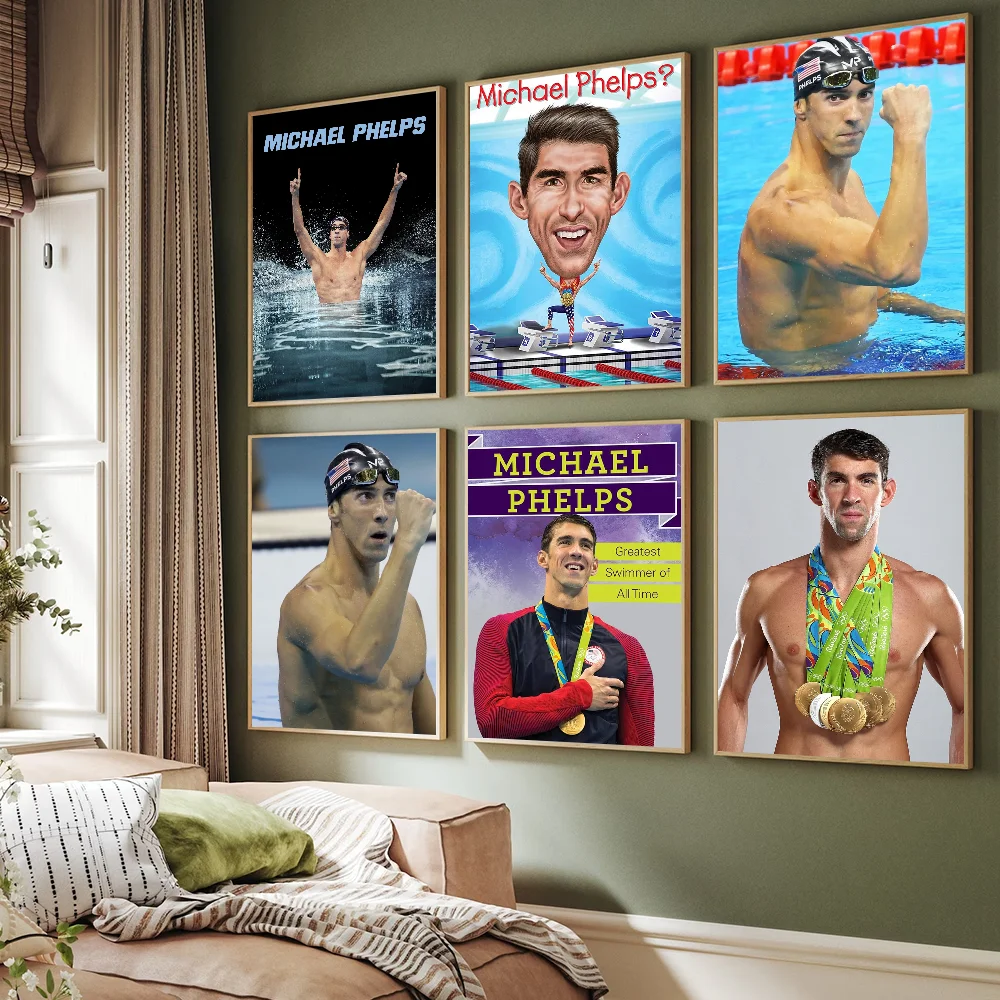 Michael Swimming Phelps Poster Sticker Vintage Room Home Bar Cafe Decor Room Decor