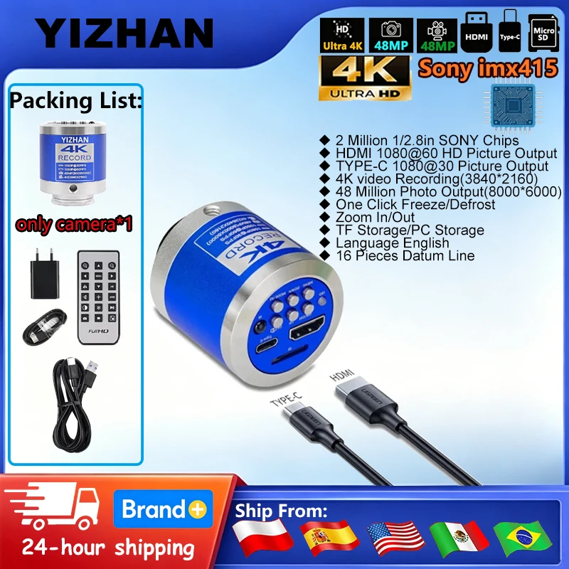 YIZHAN Electronic Microscope For Soldering 48MP/13MP HDMI TYPE-C VGA Video Industrial Inspection Microscope Camera 150X Lens