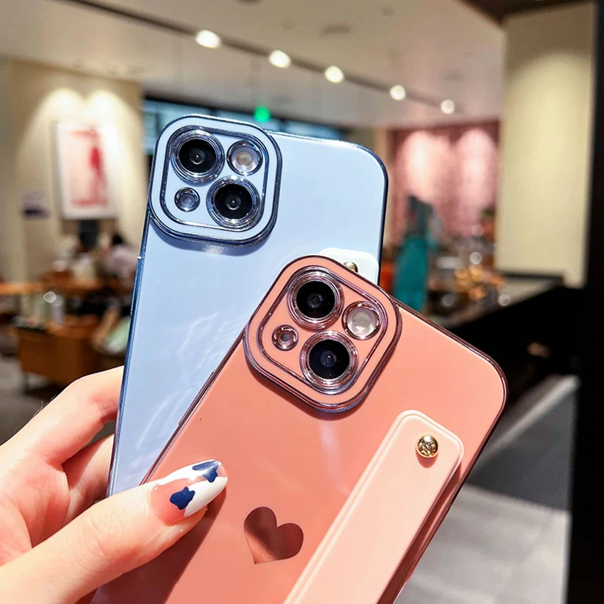 Custodia per telefono galvanica con supporto per cinturino per Iphone 16 15 14 13 12 11 Pro Max Plus 16Pro Xs Custodia morbida per telefono in tinta unita