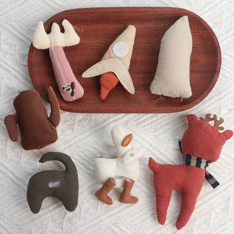 Stuffed Fabric Animal Doll House Elf Reindeer Plush Toy Keychain Pendant for Backpack Purse Ornament Gift