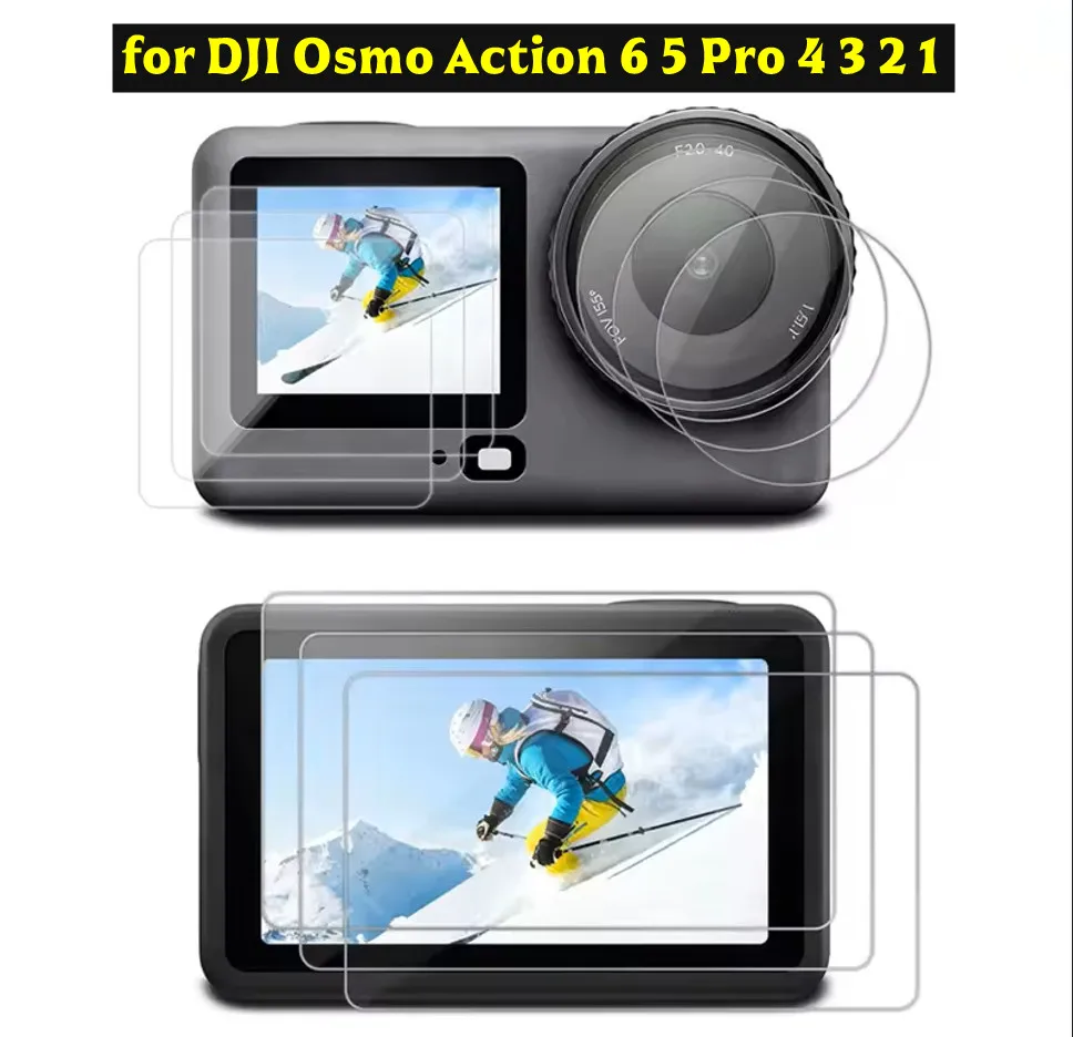 

2 Sets 9H Tempered Glass Film Screen Protector for DJI Osmo acton 1 2 3 4 5 Pro/Osmo ACTION 6 HD Ultra-Clear Camera Lens Films
