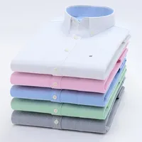 Men's 100% Cotton Shirt Long Sleeve Plaid Oxford Casual Solid Color Print Regular Fit Formal Dress Shirt Oversized 7XL  6XL 5XL