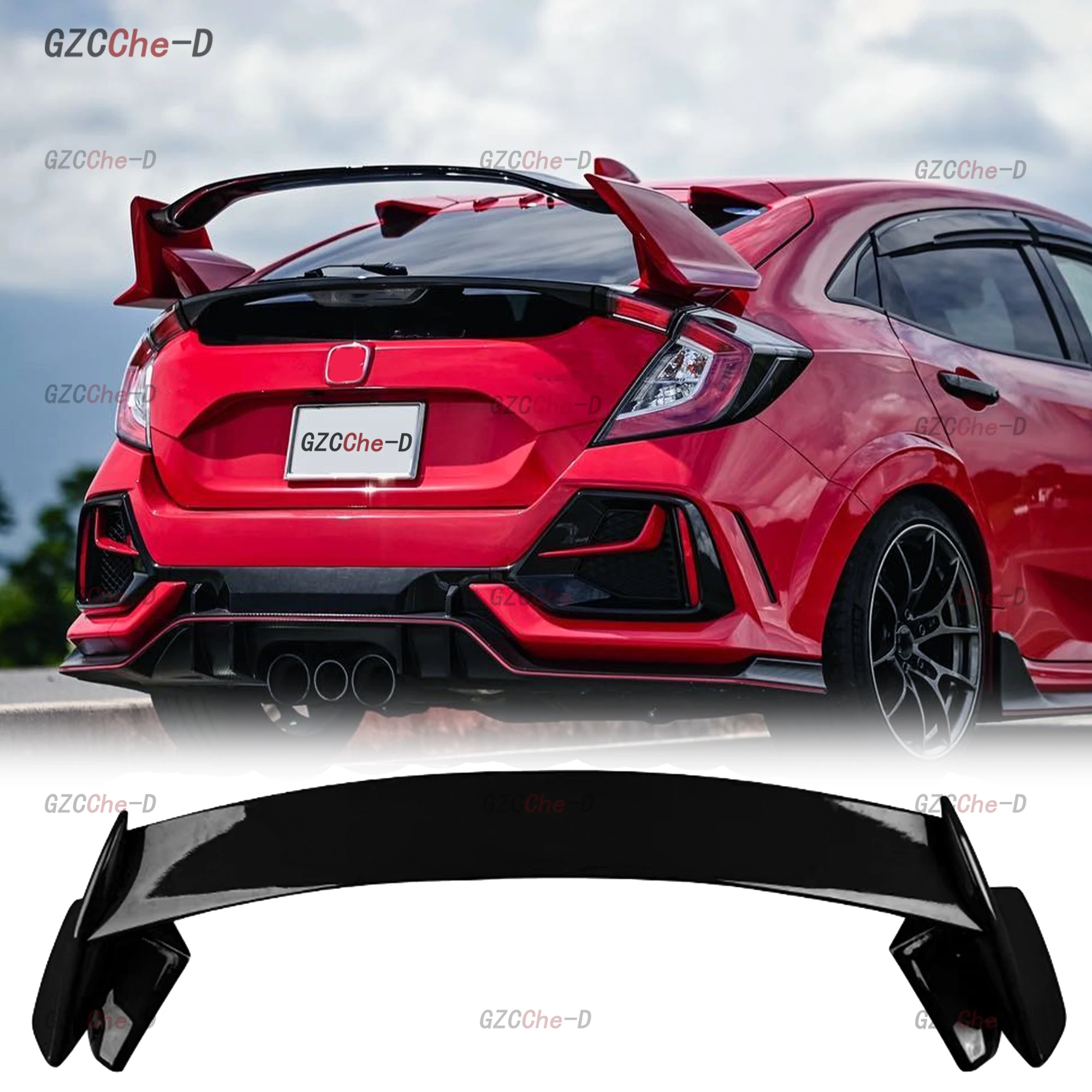 For 2016-2020 10th generation Civic FK7 hatchback upgraded TYPE-R rear spoiler ABS material decorative kit rear wing diffuser