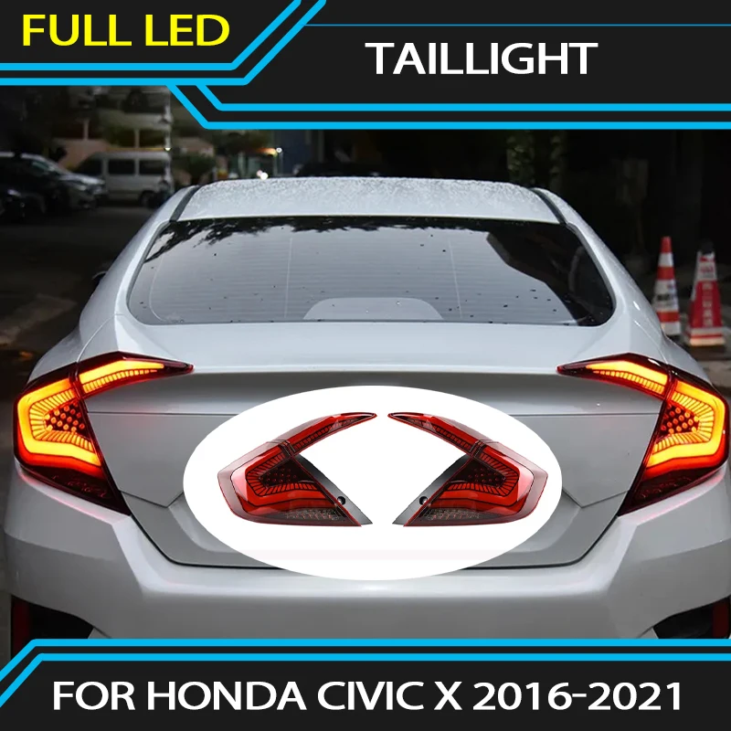 

LED Taillight For HONDA Civic X 2016-2021 LED DRL Style Running Signal Brake Reversing Parking Lighthouse Facelift