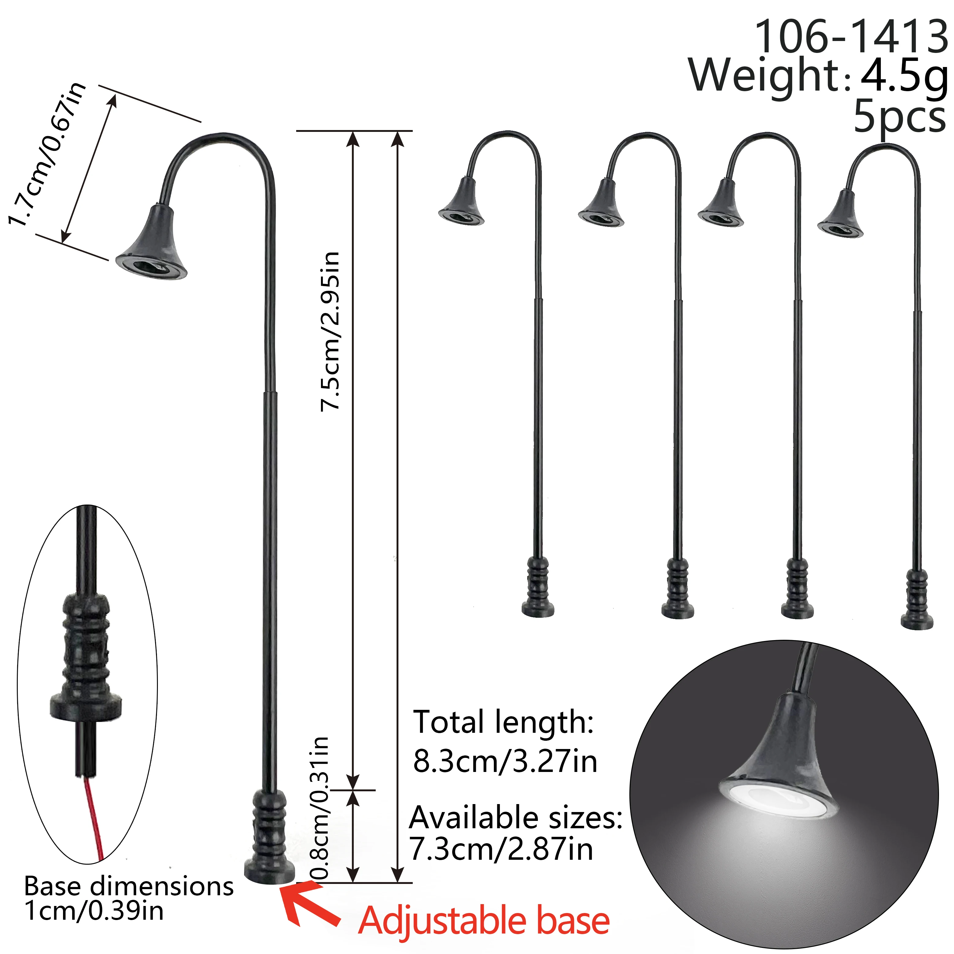 5pcs Model Railway Train Lamp Post Street Lights HO N Scale LEDs For Military Model Diorama Layout