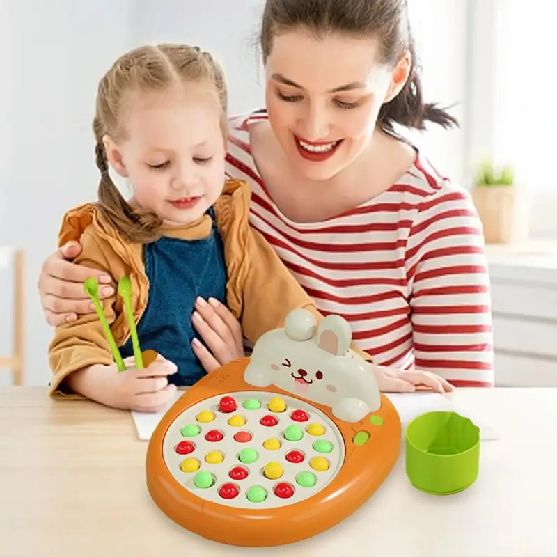 Bead Board Toys Chopstick Learning Rabbit Toy Fun Board Game Chopstick Training Game Eco-Friendly Rainbow Bead Montessori Toy