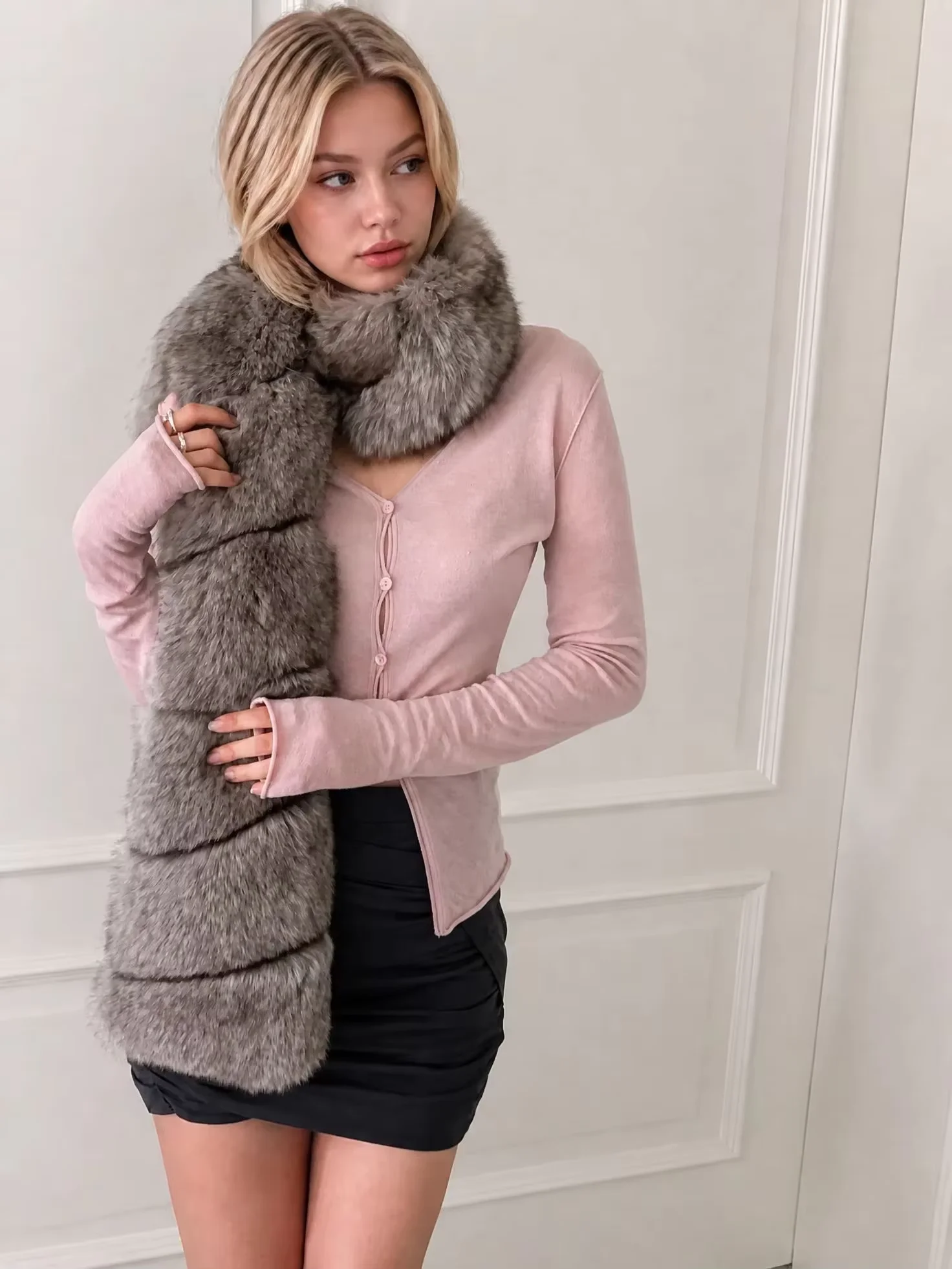 2026 Women's Faux Fur Wrap Collar, Warm Plush Cross Front Stole, Winter Luxury Fluffy Neck Warmer, Elegant Shawl For Coat Jacket