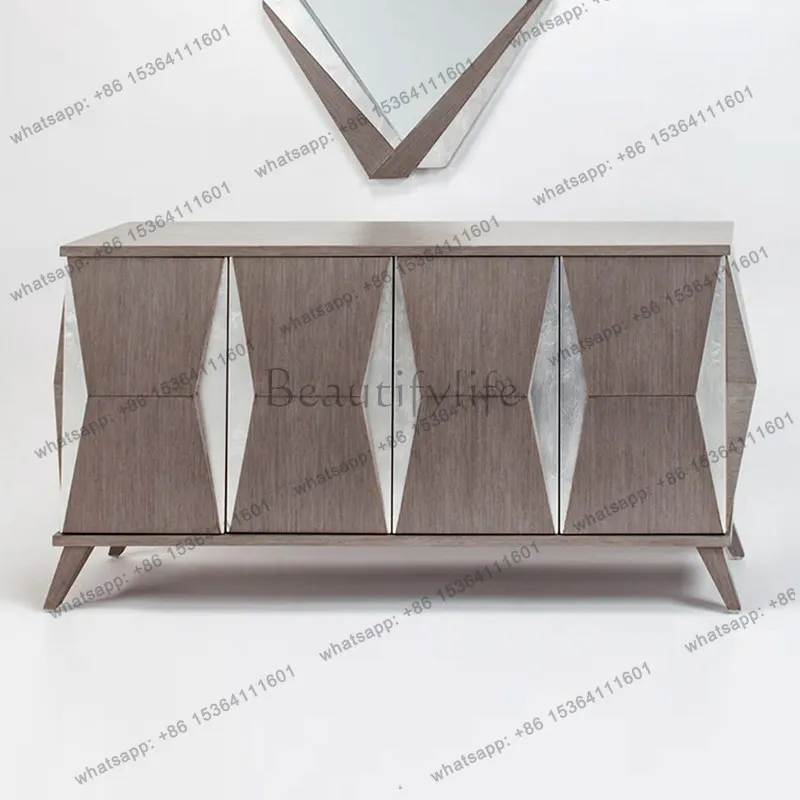 

American light luxury solid wood dining side cabinet, modern villa high-end storage entrance cabinet