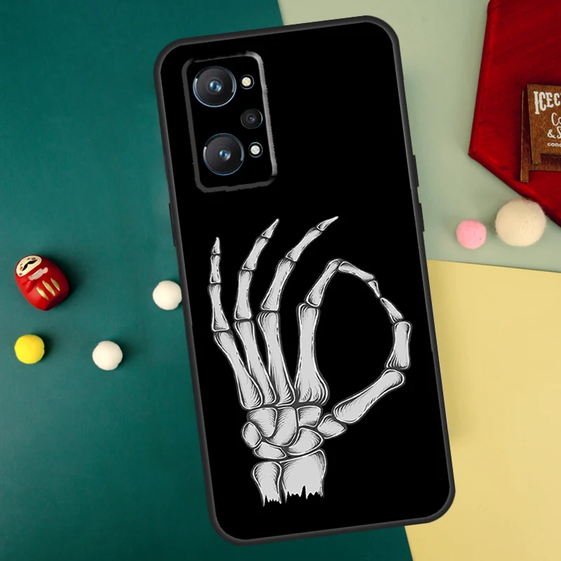 Skeleton Middle Finger For Realme GT Neo5 GT3 GT5 9 10 11 12 Pro Plus C25s C21Y C30 C33 C35 C51 C53 C55 C31 Case