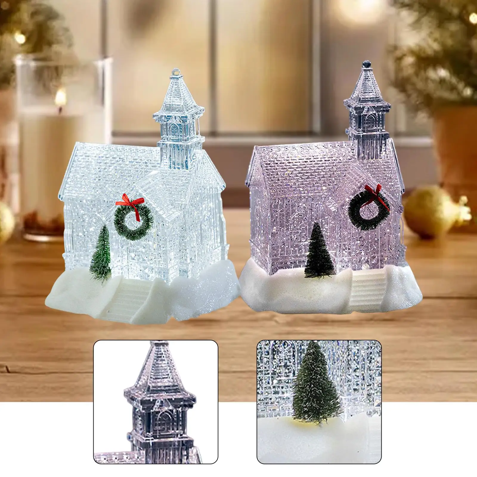 

Winter Holiday Glitter Snow Globe Musical Lantern Lighted Christmas Decoration Ornament for Home Table Arrangement