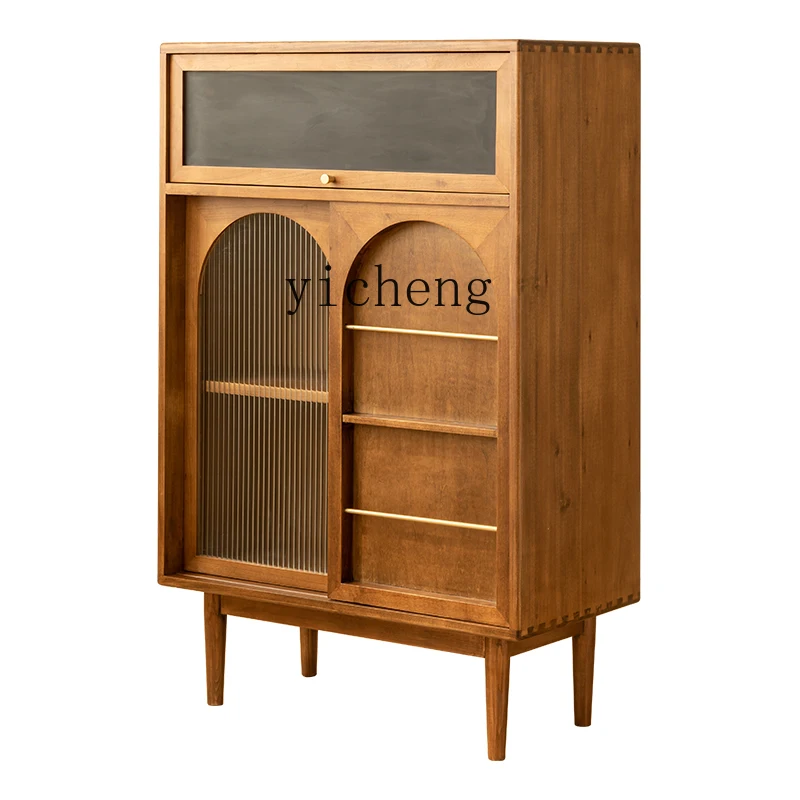 

Zc Retro Solid Wood Cabinets Small Apartment Multi-Functional Bedroom Balcony Dining Side Storage Cabinet