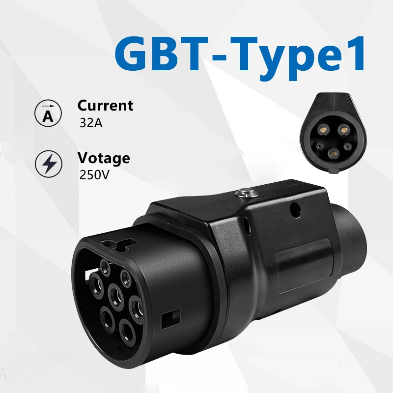 EVqiaoyi محول شحن السيارات الكهربائية GB/T إلى النوع 1 موصل 32 أمبير 7 كيلو وات من GB/T Pile إلى محول النوع 1 للسيارات الكهربائية القياسية الأمريكية