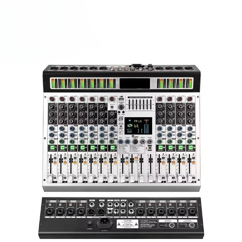 وحدة تحكم DJ احترافية MX12 مزج وحدة تحكم رقمية ذات 12 قناة مع مادة معدنية لنظام الصوت #1